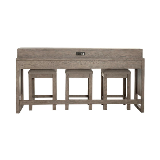 Bartlett Field - 4 Piece Living Room Set (Console Bar Table & 3 Console Stools) - Gray