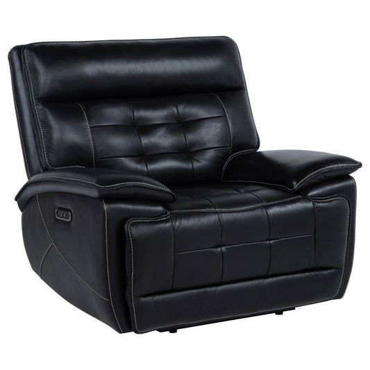 Hewitt - Leather Upholstered Dual Power Recliner Chair - Black