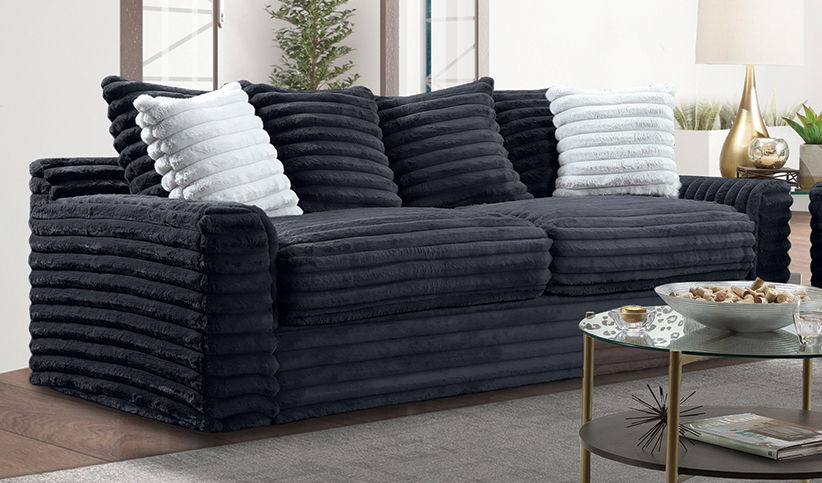 SOFA JENNA ONYXW/FOG THROW PILLOWS