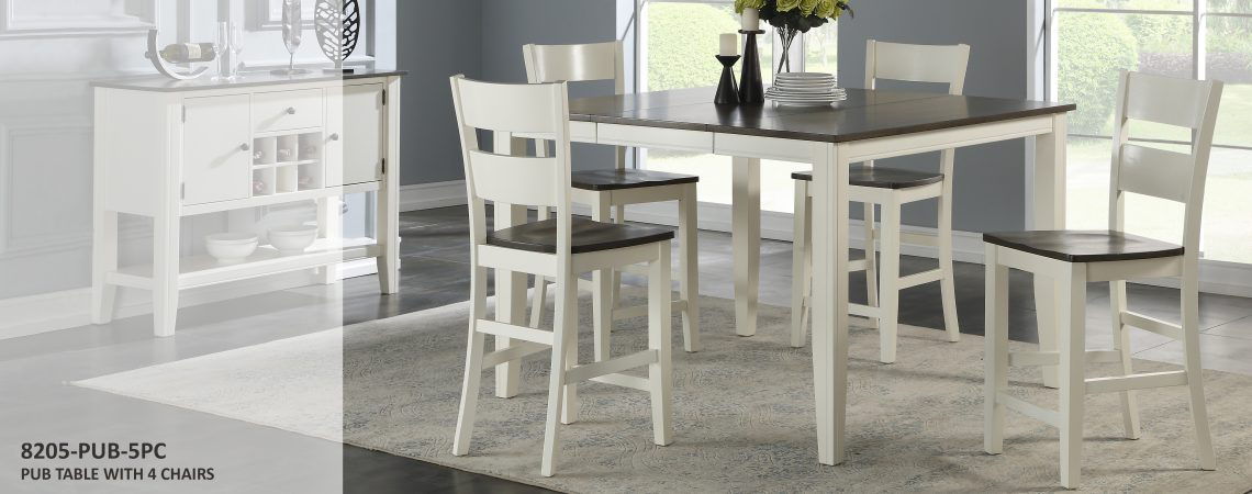 PUB TABLE & 4 CHAIRSGREY & WHITE
