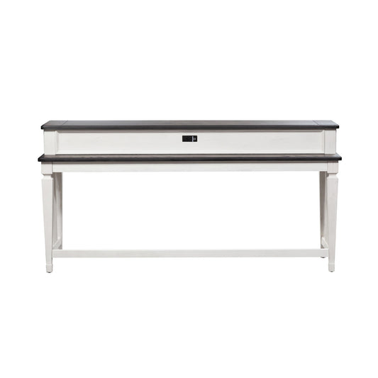 Allyson Park - Console Bar Table - Wirebrushed White / Charcoal