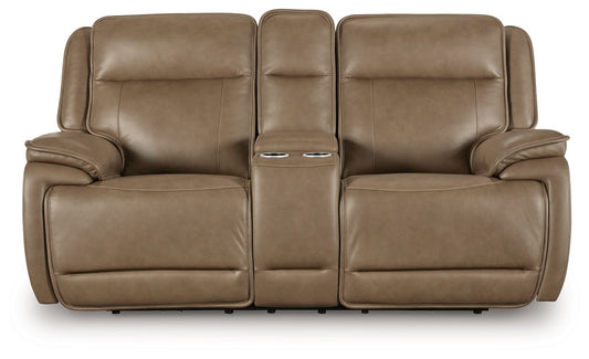 Glencroft - Power Reclining Loveseat With Console / Adjustable Headrest - Sahara