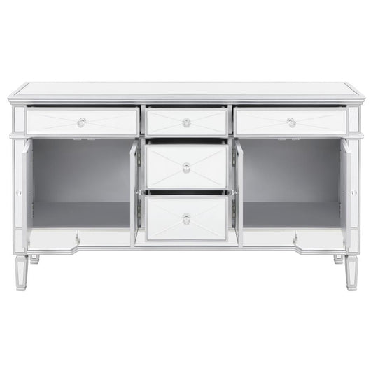 Duchess - 5-Drawer Mirrored Storage Accent Cabinet - Silver