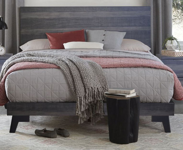 #KING BED MID CENTURYGREY