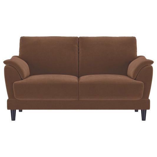 Selma - Velvet Upholstered Crescent Arm Loveseat - Rust