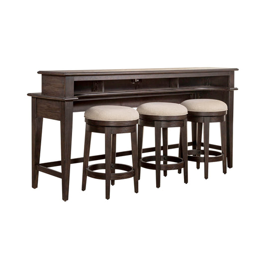 Mill Creek - 4 Piece Console Set (Bar Console & 3 Stools) - Peppercorn