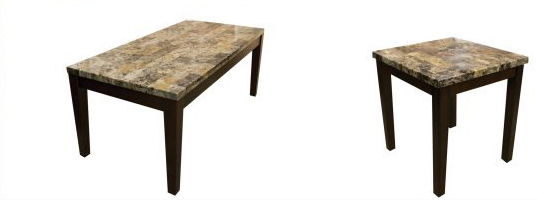 COCKTAIL TABLE & 2 ENDSFAUX MARBLE BRECCIA