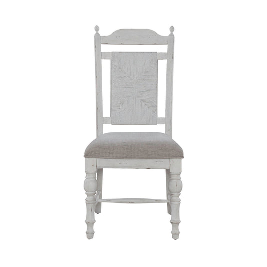 River Place - Panel Back Side Chair - Riverstone White & Tobacco