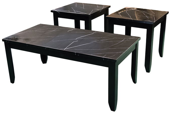 COCKTAIL TABLE & 2 ENDSFAUX BLACK