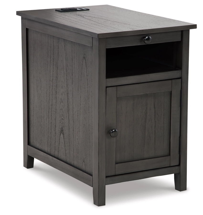 CHAIRSIDE TABLE W/USBPORTS CLAYPOOL GRAY