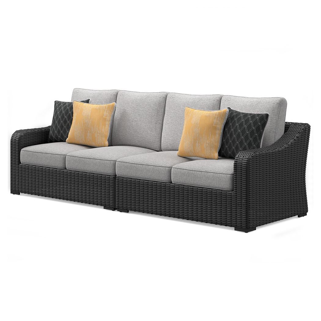 Beachcroft - 2-Piece Outdoor Loveseat with Cushion - Black / Light Gray