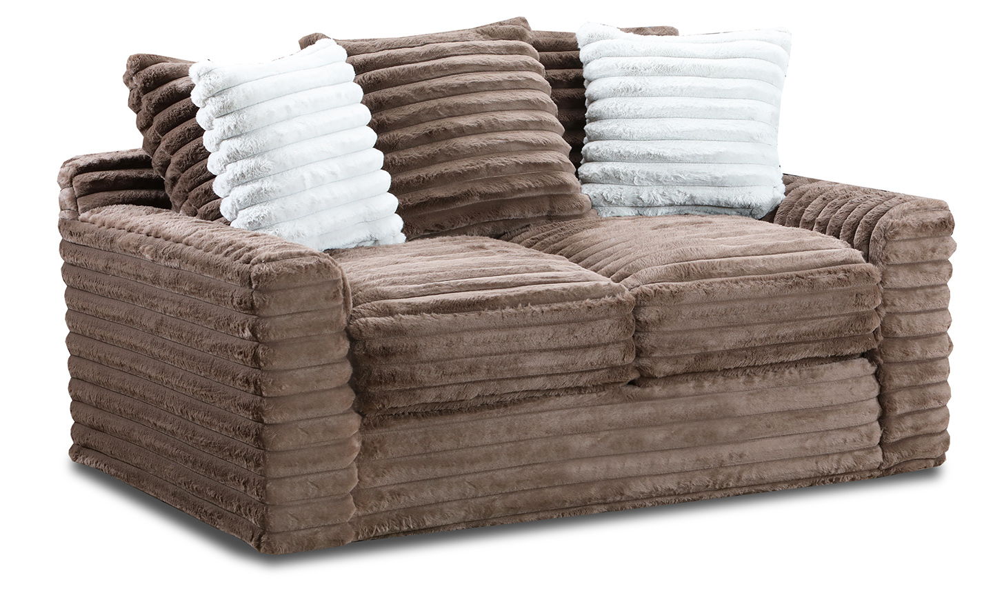 LOVESEAT JENNA CHOCOLATEW/FOG THROW PILLOWS