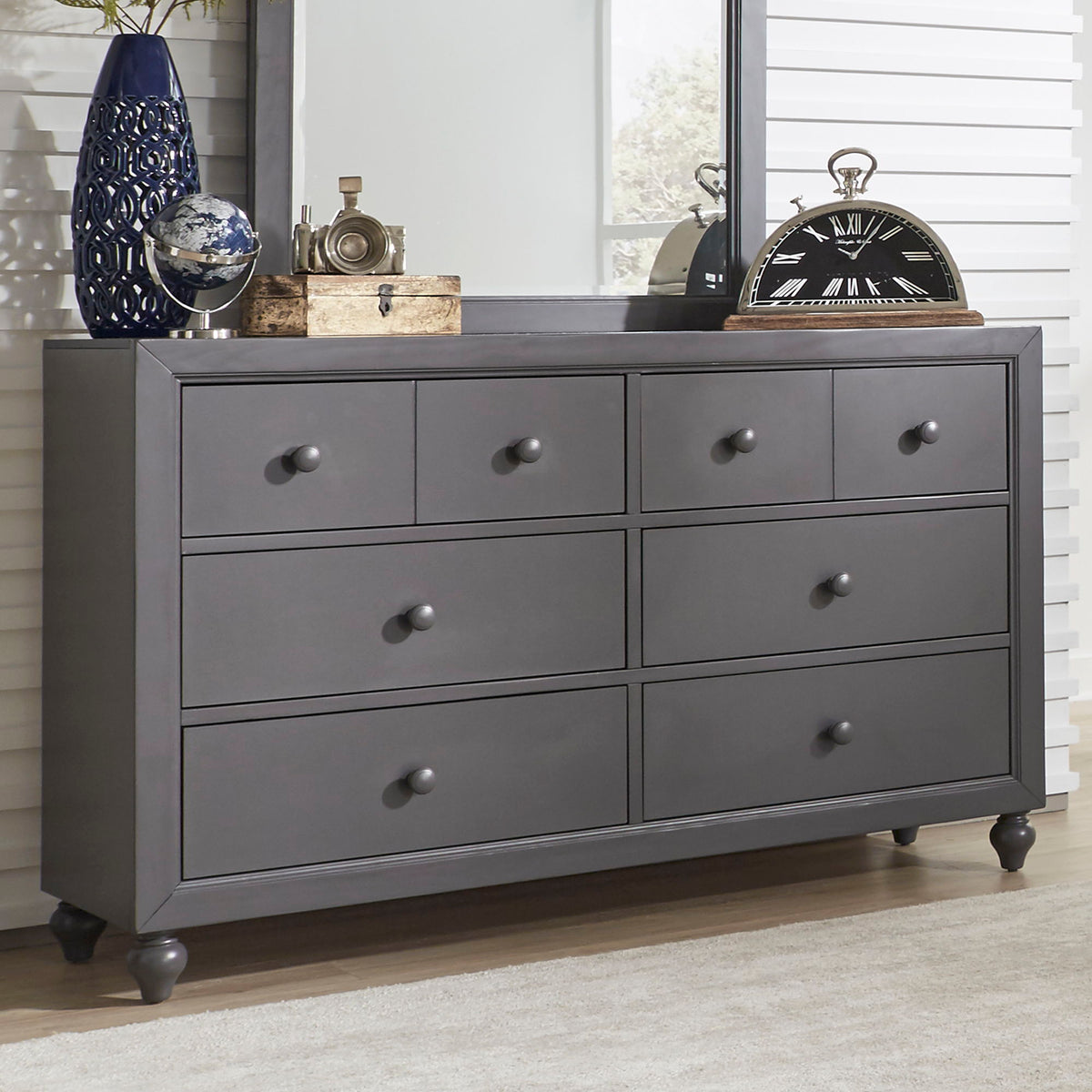 Cottage View - 6 Drawer Dresser - Dark Gray