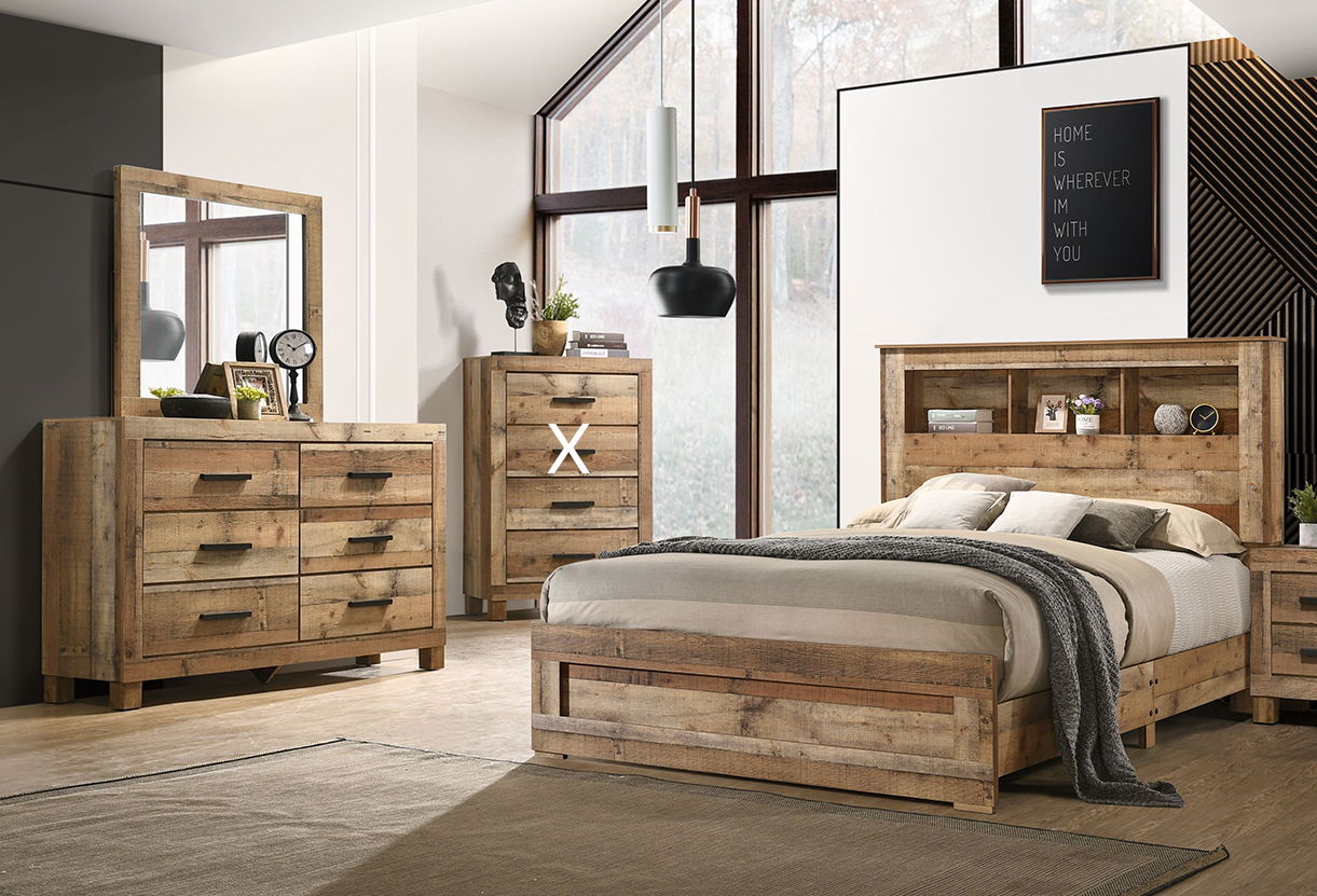 QUEEN BOOKCASE BED, DR,MR SALT CREEK SAND