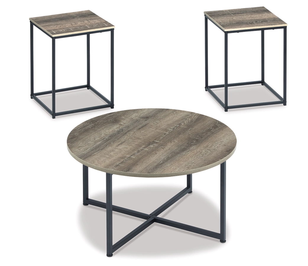 COFFEE TABLE & 2 ENDTABLES FISHERS BRN/BLK
