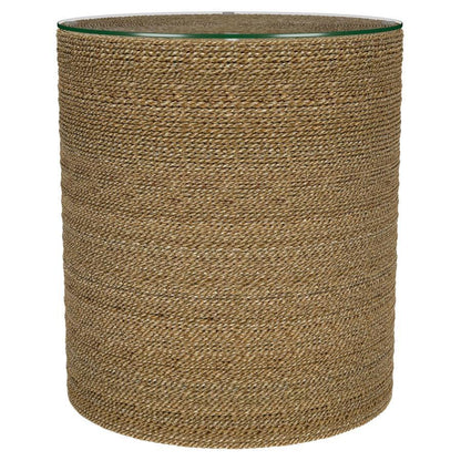 Halden - Round Woven Seagrass Accent Side Table - Light Brown