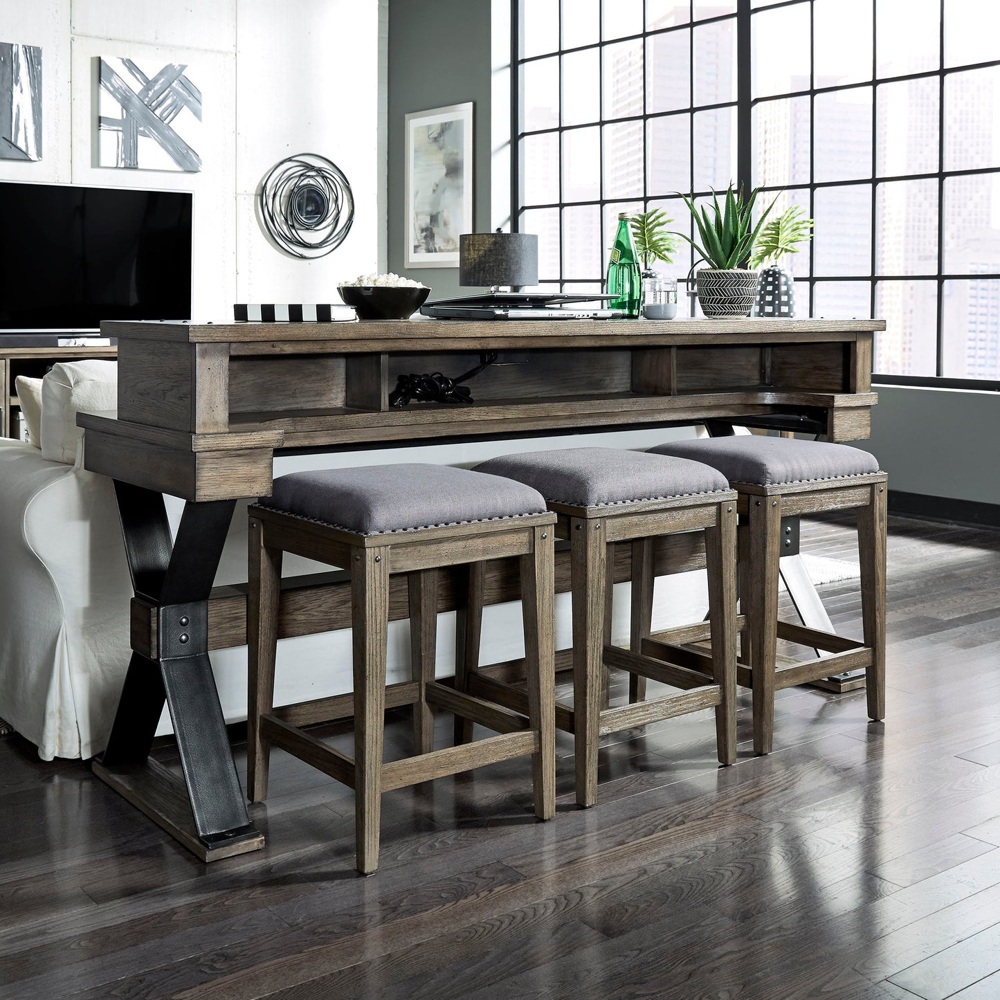 Sonoma Road - 4 Piece Dining Room Set - Weathered Beaten Bark