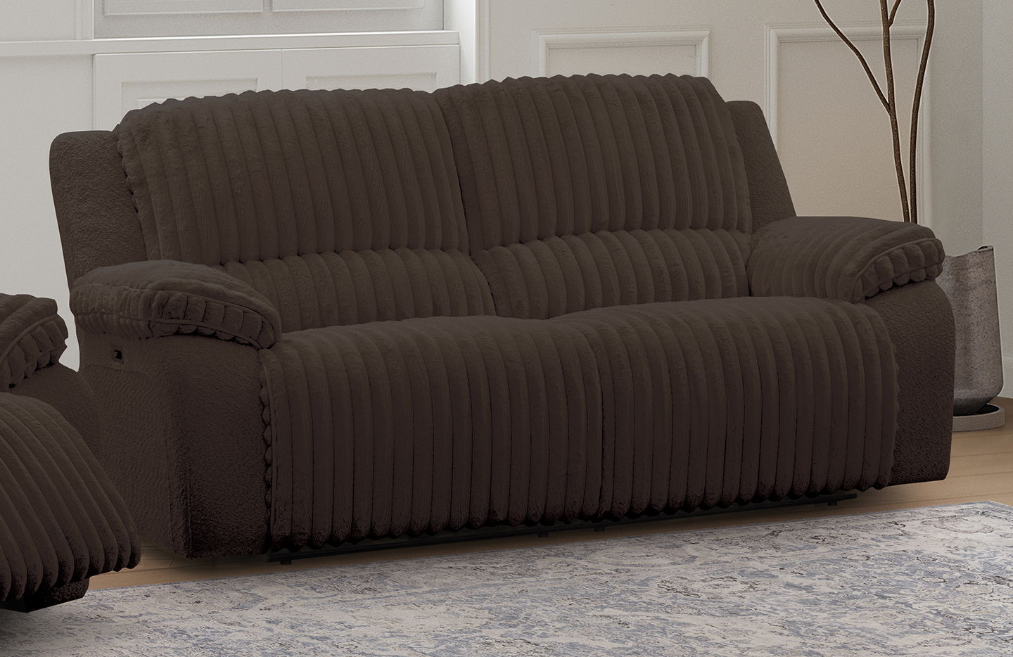 PWR RECLINING SOFAW/USB MONDO CHOCOLATE