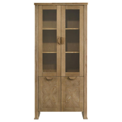 Adina - Tall Display Cabinet - Distressed Light Brown