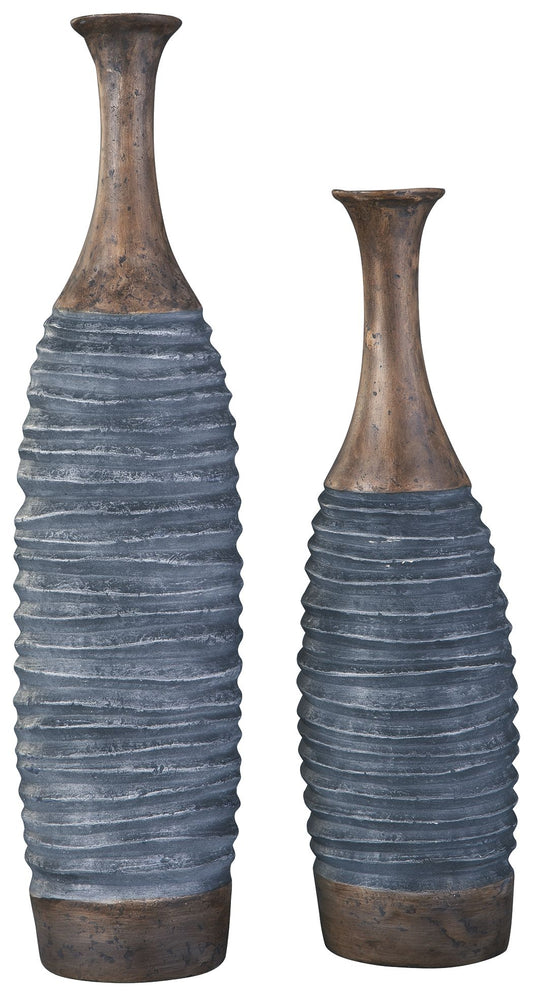 Blayze - Vase Set (Set of 2) - Antique Gray / Brown