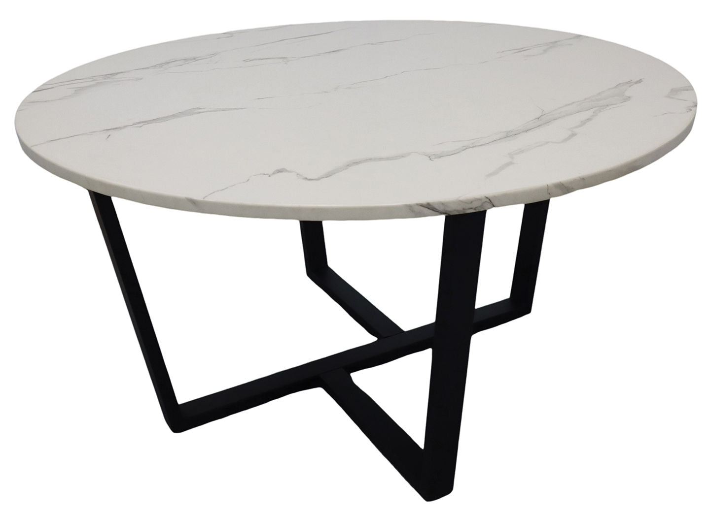 COFFEE TABLE FUJI WHITEMARBLE/BLK METAL LEGS