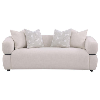 Jeanette - 84" Fabric Upholstered Round Arm Sofa - Beige