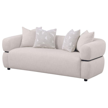 Jeanette - 84" Fabric Upholstered Round Arm Sofa - Beige