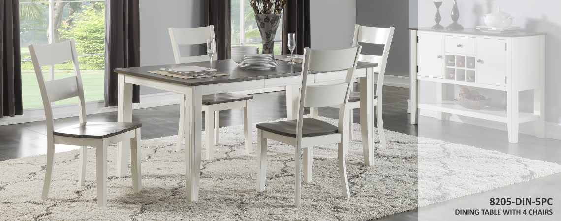 DINING TABLE & 4 CHAIRSGREY & WHITE