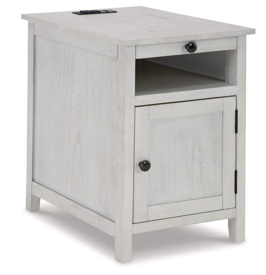 CHAIRSIDE TABLE W/USBPORTS CLAYPOOL WHITE