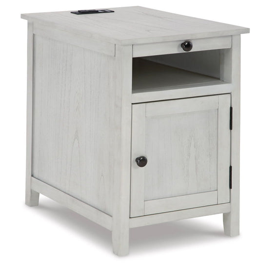 CHAIRSIDE TABLE W/USBPORTS CLAYPOOL WHITE