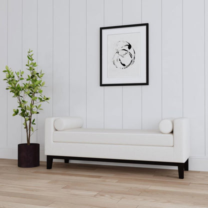 Rosie - Upholstered Accent Bench With Armrests - Vanilla