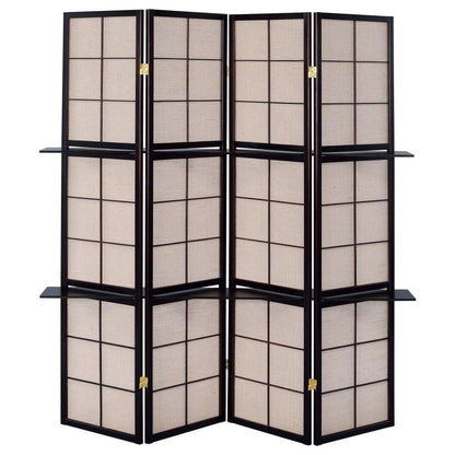 Iggy - 4-Panel Room Divider Folding Shoji Screen - Cappuccino