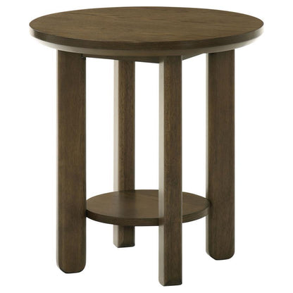 Ottowa - Round Wood Table With Shelf