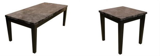 COCKTAIL TABLE & 2 ENDSFAUX MARBLE BLACK