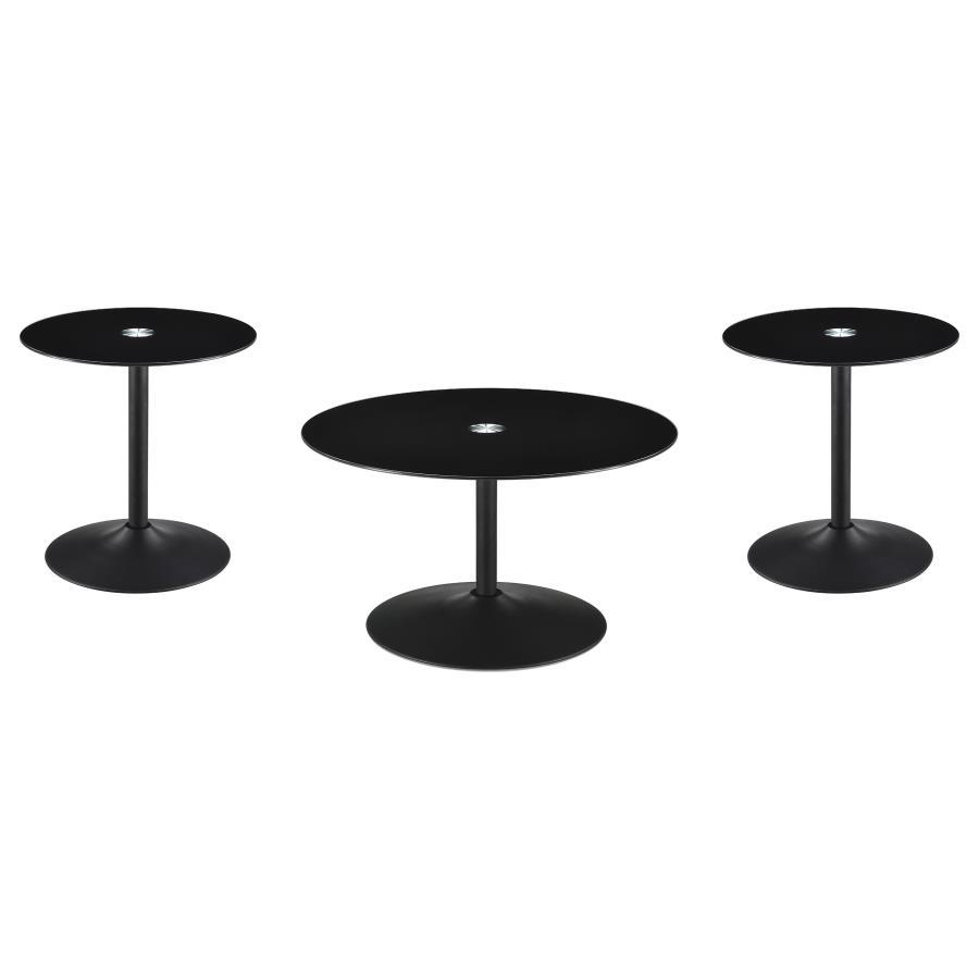 Ganso - Round Glass Top Coffee And End Table Set