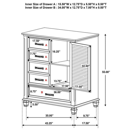 Franco - 5-Drawer Door Chest