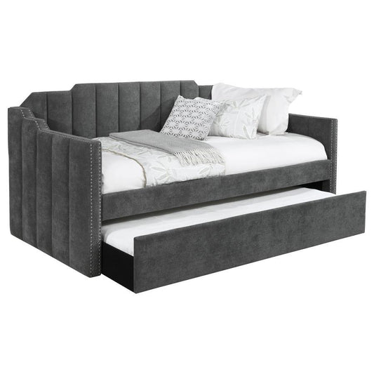 Kingston - Upholstered Twin Daybed With Trundle - Charcoal