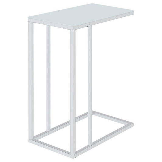 Stella - Glass Top C-Shaped Sofa Side Table - Chrome