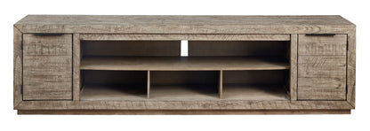 Krystanza - XL TV Stand w/Fireplace Option - Weathered Gray