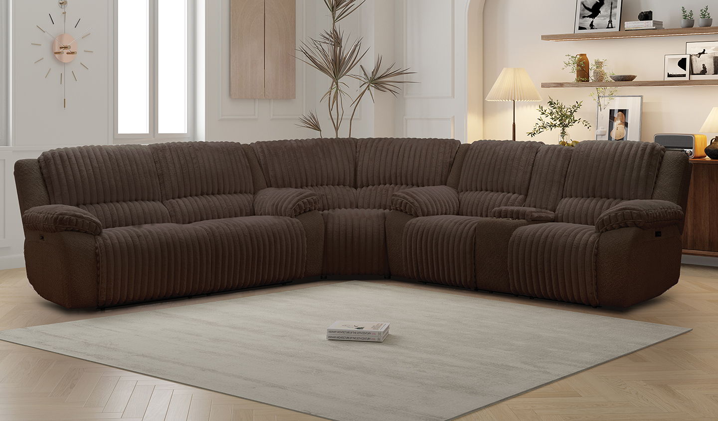 PWR RECLINING SOFA, L/S& WEDGE MONDO CHOCOLATE