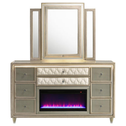 Lorient - 8-Drawer LED Bedroom Flame Box Dresser