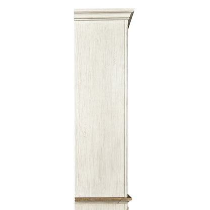Farmhouse Reimagined - Entertainment Hutch - Antique White / Chestnut Tops
