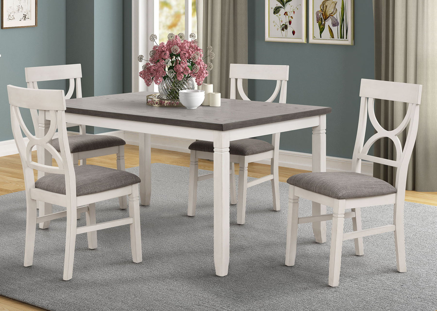 DINING TABLE W/ 4 CHAIRSANNA GREY