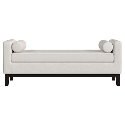 Rosie - Upholstered Accent Bench With Armrests - Vanilla