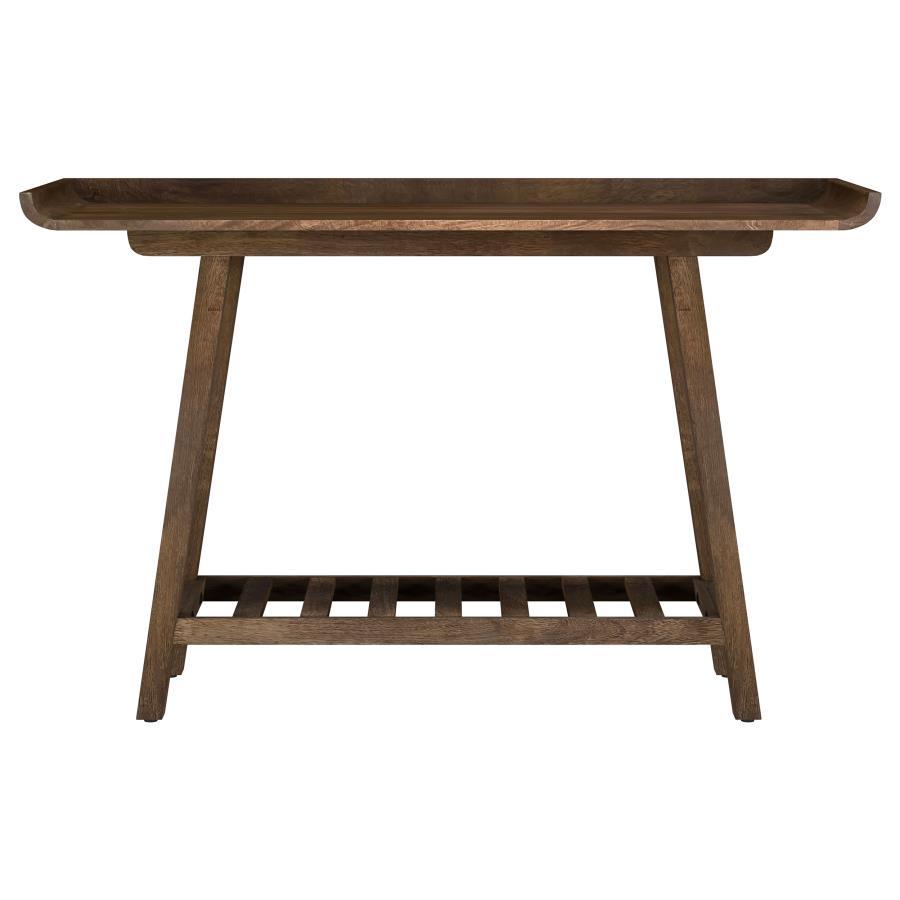 Ornelas - Console Table With Slatted Shelf - Mango Brown