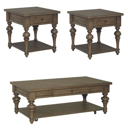 Americana Farmhouse - 3 Piece Table Set (1 Cocktail 2 End Tables) - Dusty Taupe
