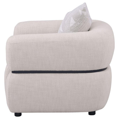 Jeanette - Fabric Upholstered Round Arm Accent Chair - Beige