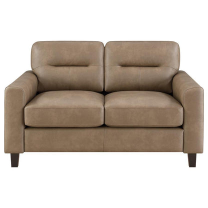 Scotland - Faux Leather Upholstered Track Arm Loveseat
