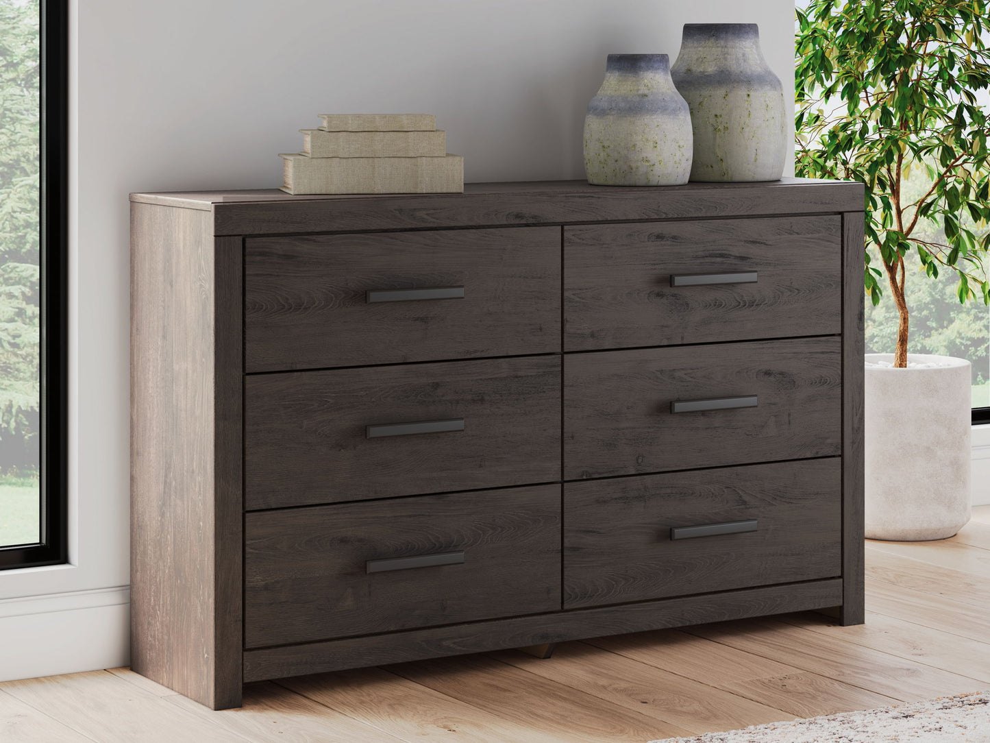 Prendonea - Six Drawer Dresser - Charcoal