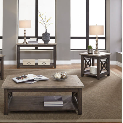 Heatherbrook - 3 Piece Table Set (1 Cocktail 2 End Tables) - Charcoal & Ash